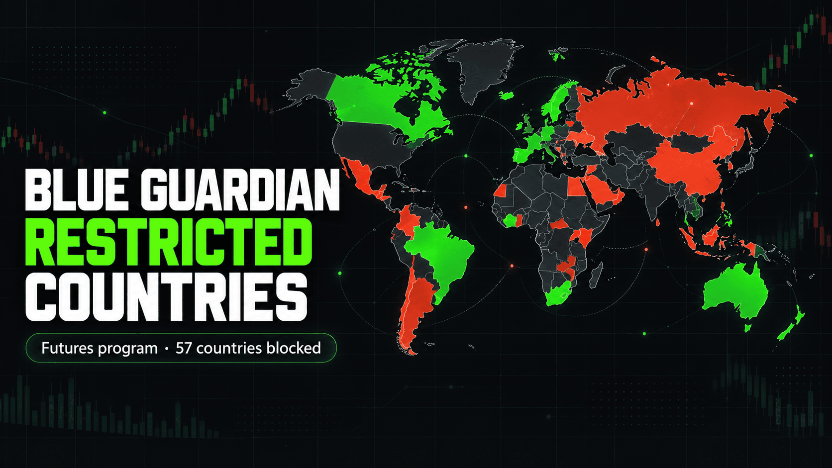 Blue Guardian restricted countries — map graphic showing blocked and accepted countries for the futures prop firm